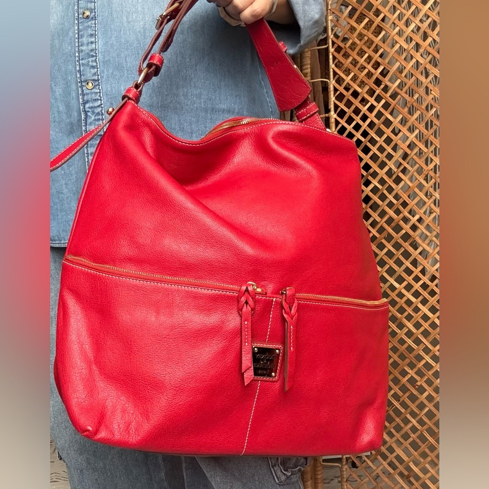 Dooney & Bourke Red Large Zipper Shoulder  Tote Sac - Picture 8 of 15